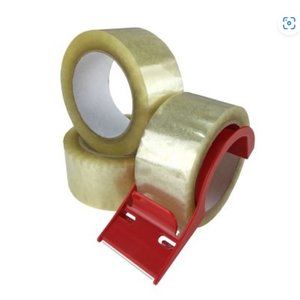 Packing Tape 3 Rolls with Clamshell Tape Dispenser